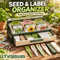Seed & Plant Label Organizer Box with Adjustable Dividers, Drawer & Garden Tag Storage