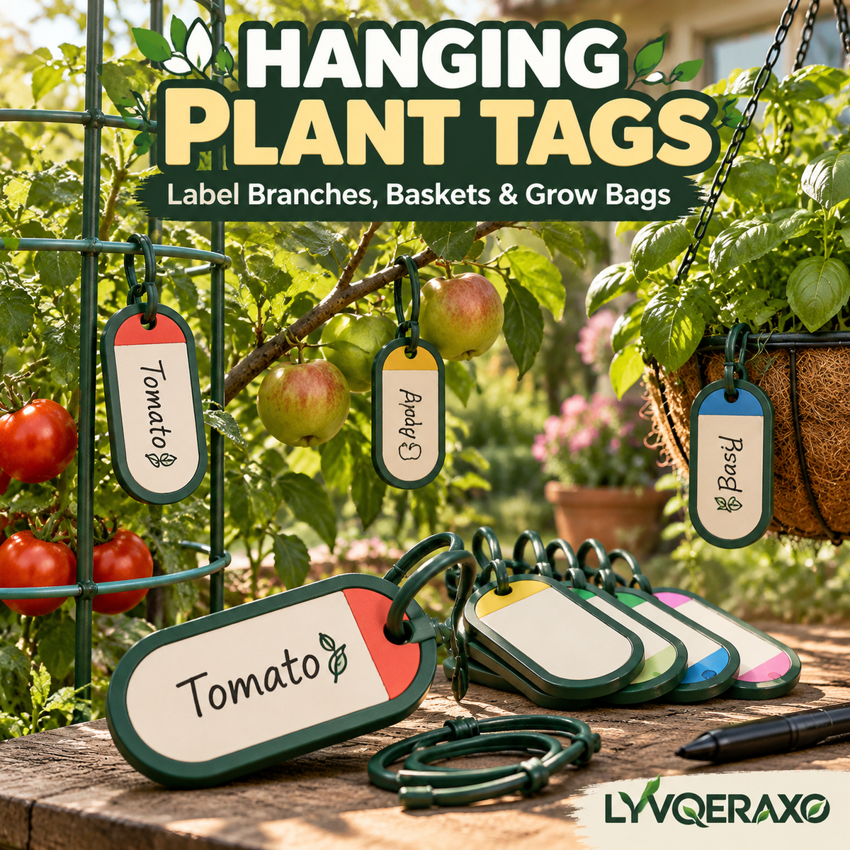 Hanging Plant Tags for Fruit Trees, Grow Bags, Hanging Baskets & Garden Branches