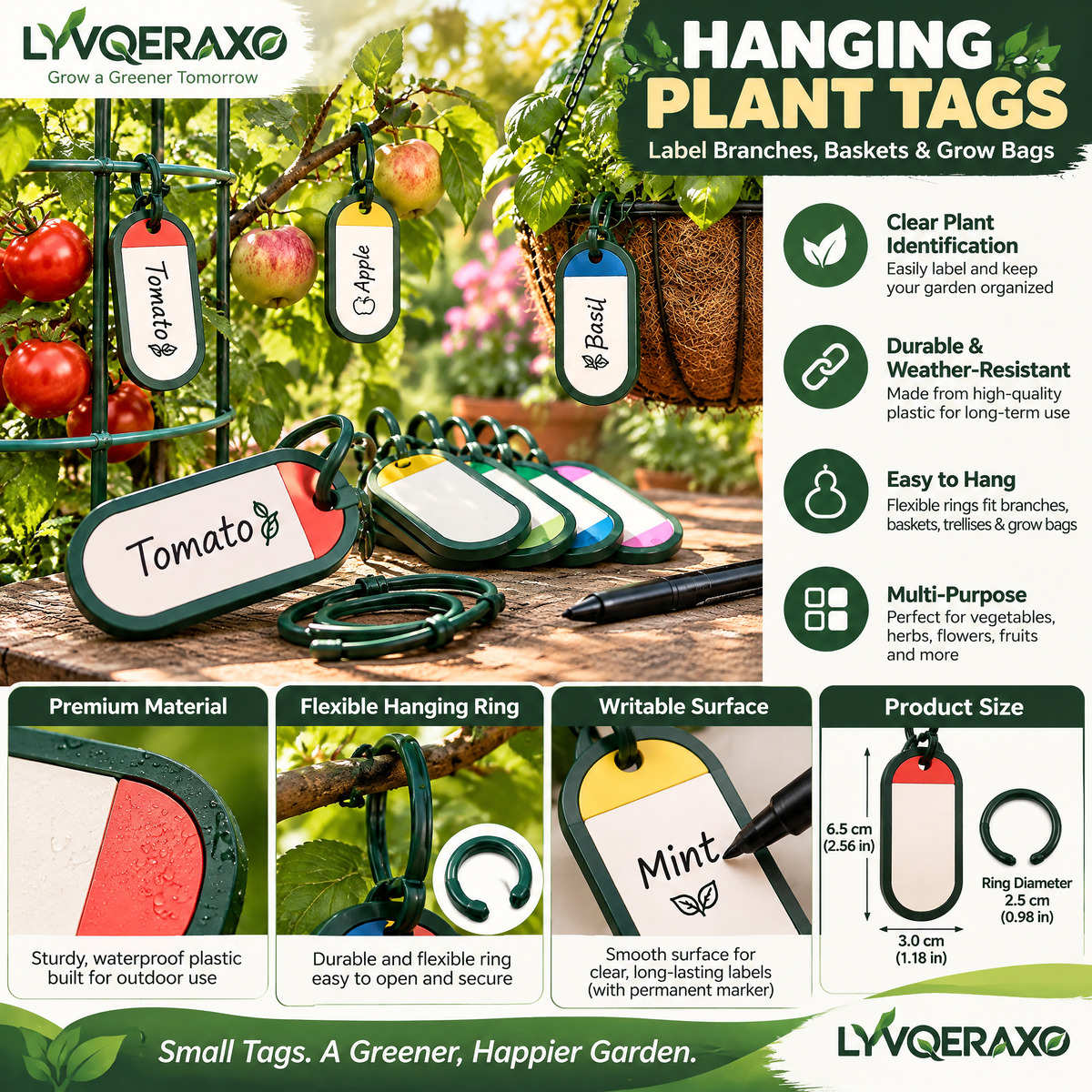 Hanging Plant Tags for Fruit Trees, Grow Bags, Hanging Baskets & Garden Branches
