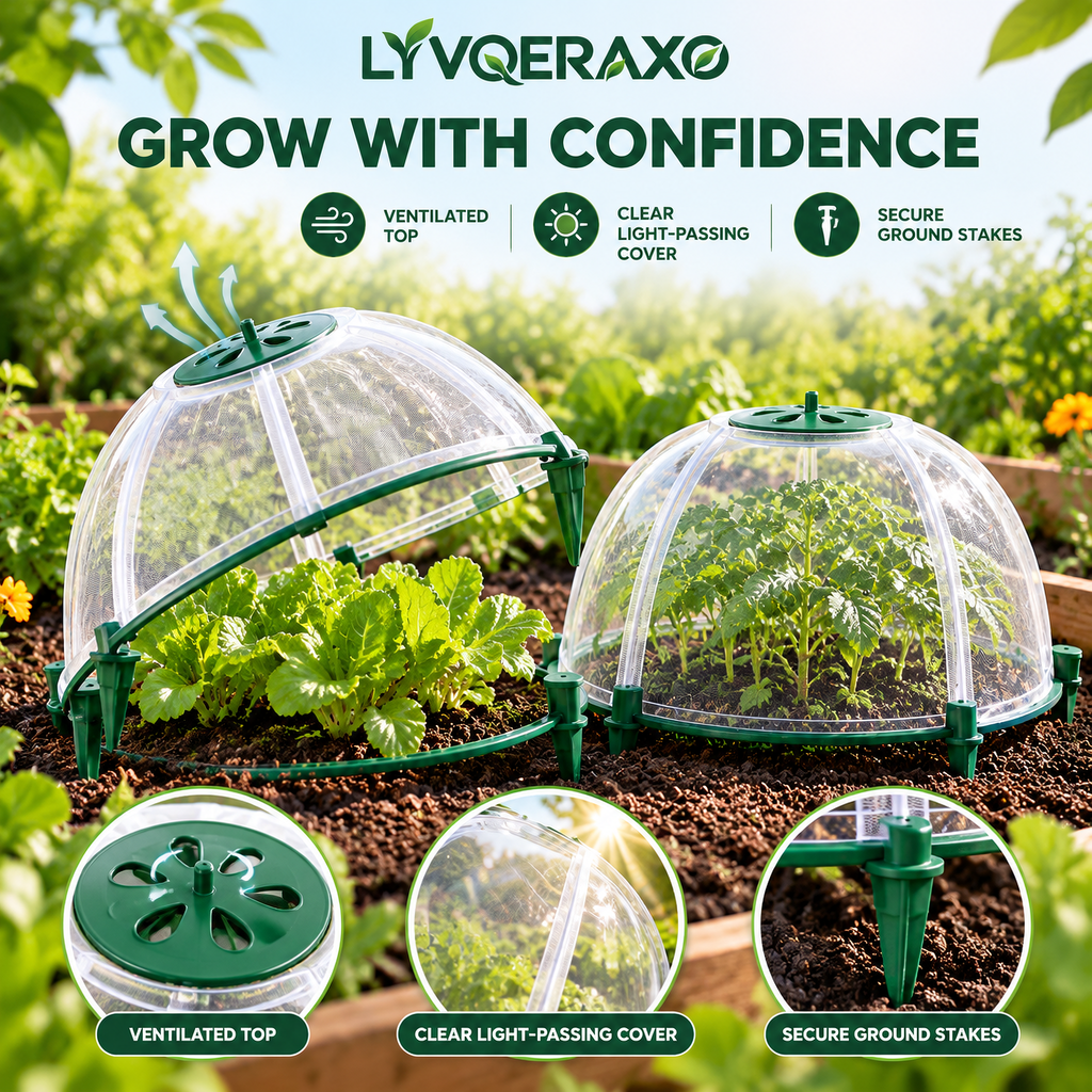 Pop-Up Plant Protection Cloches with Ventilated Tops & Ground Stakes for Seedlings, Vegetables and Garden Beds