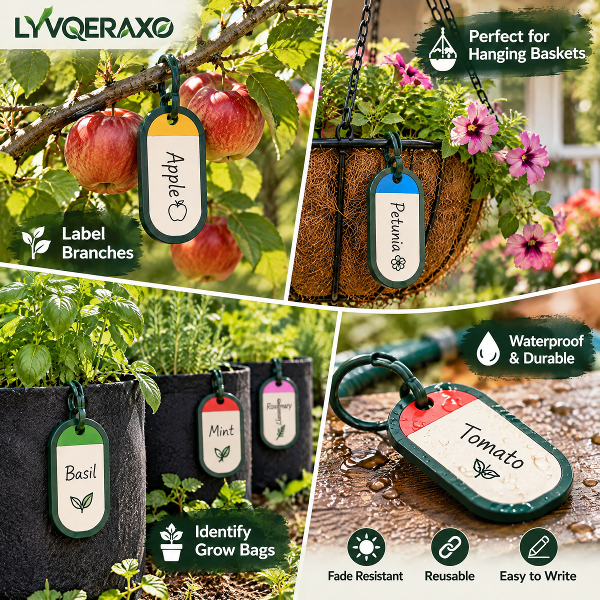 Hanging Plant Tags for Fruit Trees, Grow Bags, Hanging Baskets & Garden Branches
