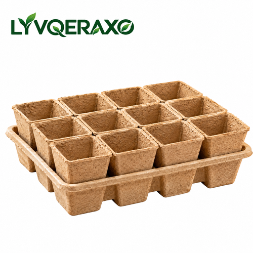 Biodegradable Seedling Pots with Planting Tray – Fiber Seed Starter Pots for Vegetables, Herbs, Flowers & Easy Transplanting