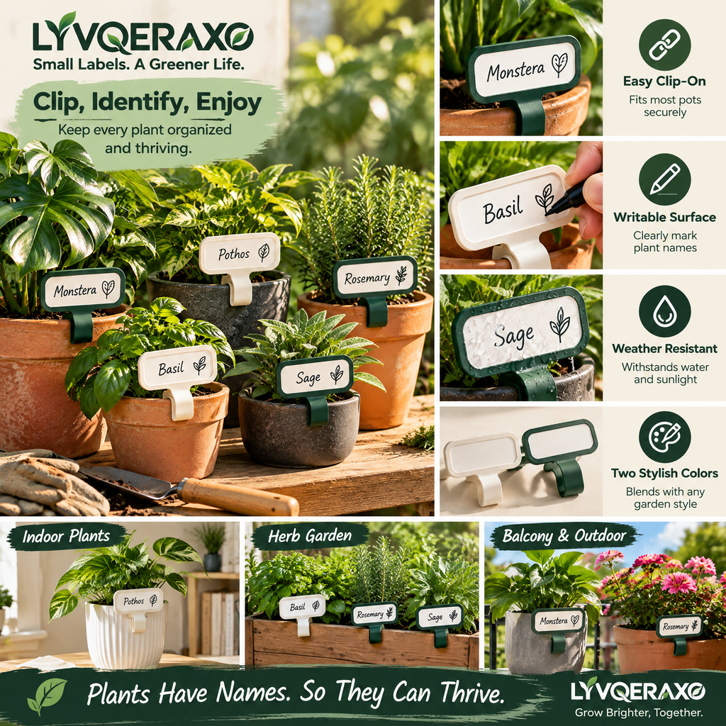 Clip-On Plant Pot Labels for Indoor Plants, Herbs, Seedlings & Nursery Pots