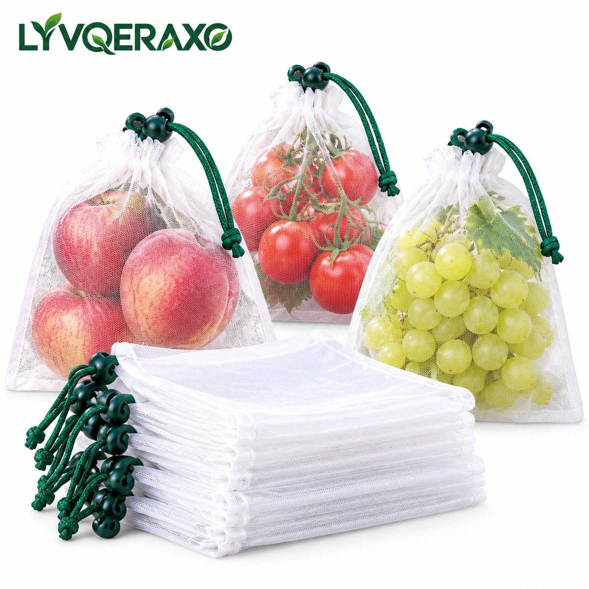 Fruit Protection Mesh Bags with Drawstrings for Apples, Peaches, Grapes, Tomatoes & Garden Harvests