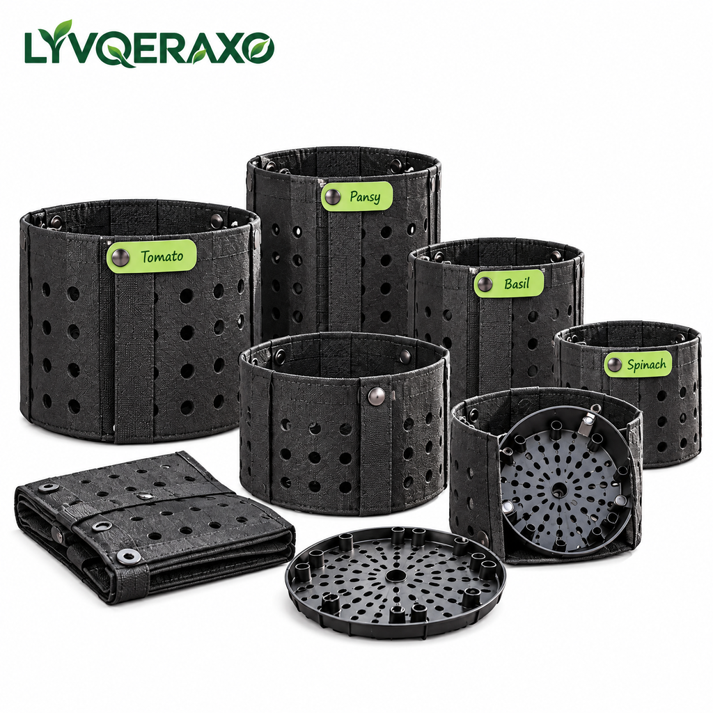 Air-Pruning Nursery Pots with Perforated Sides, Removable Base & Clip-On Plant Labels for Seedlings and Transplanting